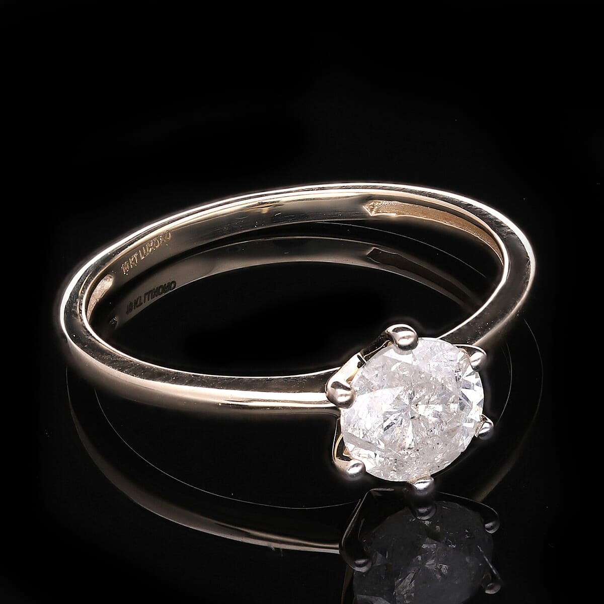 SGL Certified Luxoro 10K Yellow Gold G-H I3 Diamond Solitaire Ring (Size 7.5) 1.10 ctw image number 1