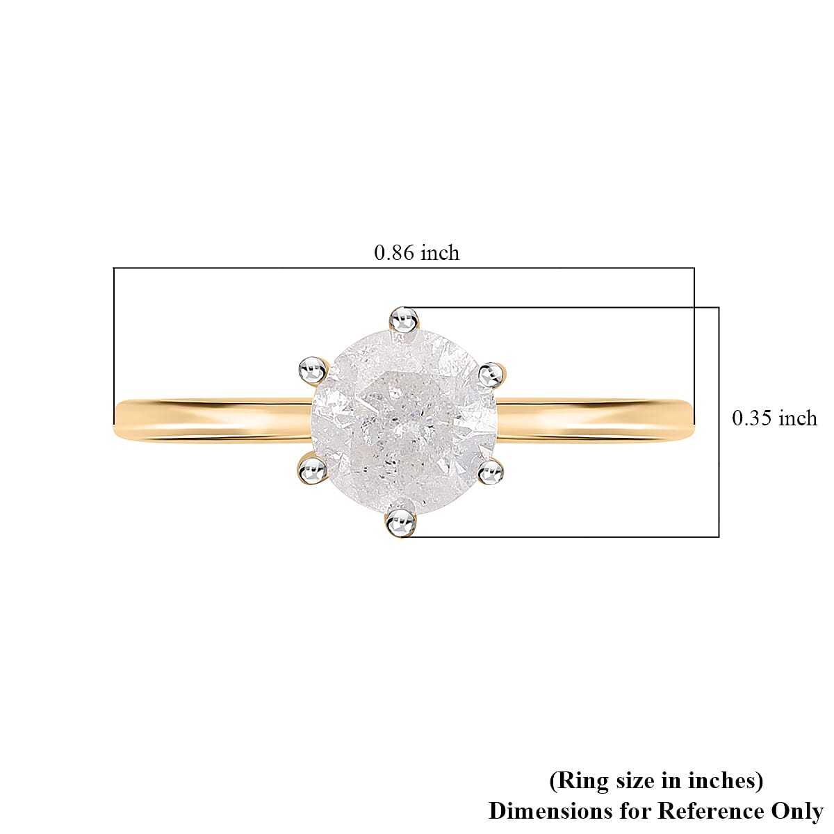 SGL Certified Luxoro 10K Yellow Gold G-H I3 Diamond Solitaire Ring (Size 7.5) 1.10 ctw image number 5