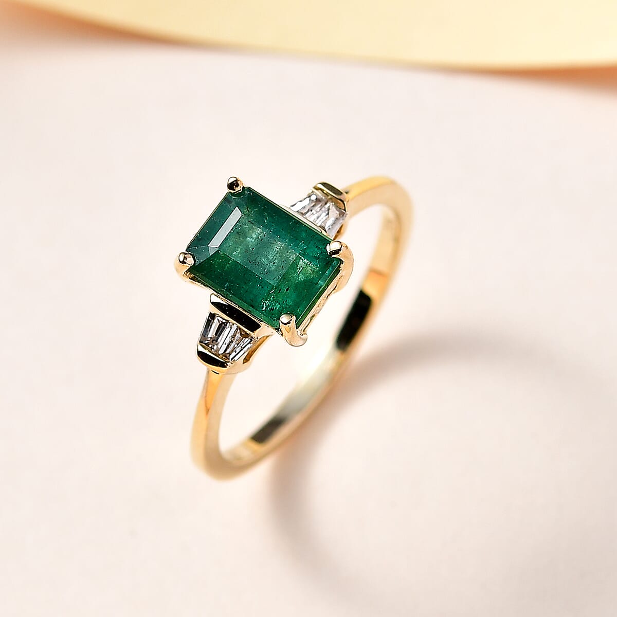 Luxoro 10K Yellow Gold AAA Kagem Zambian Emerald and G-H I3 Diamond Ring (Size 8.5) 2.00 ctw image number 1