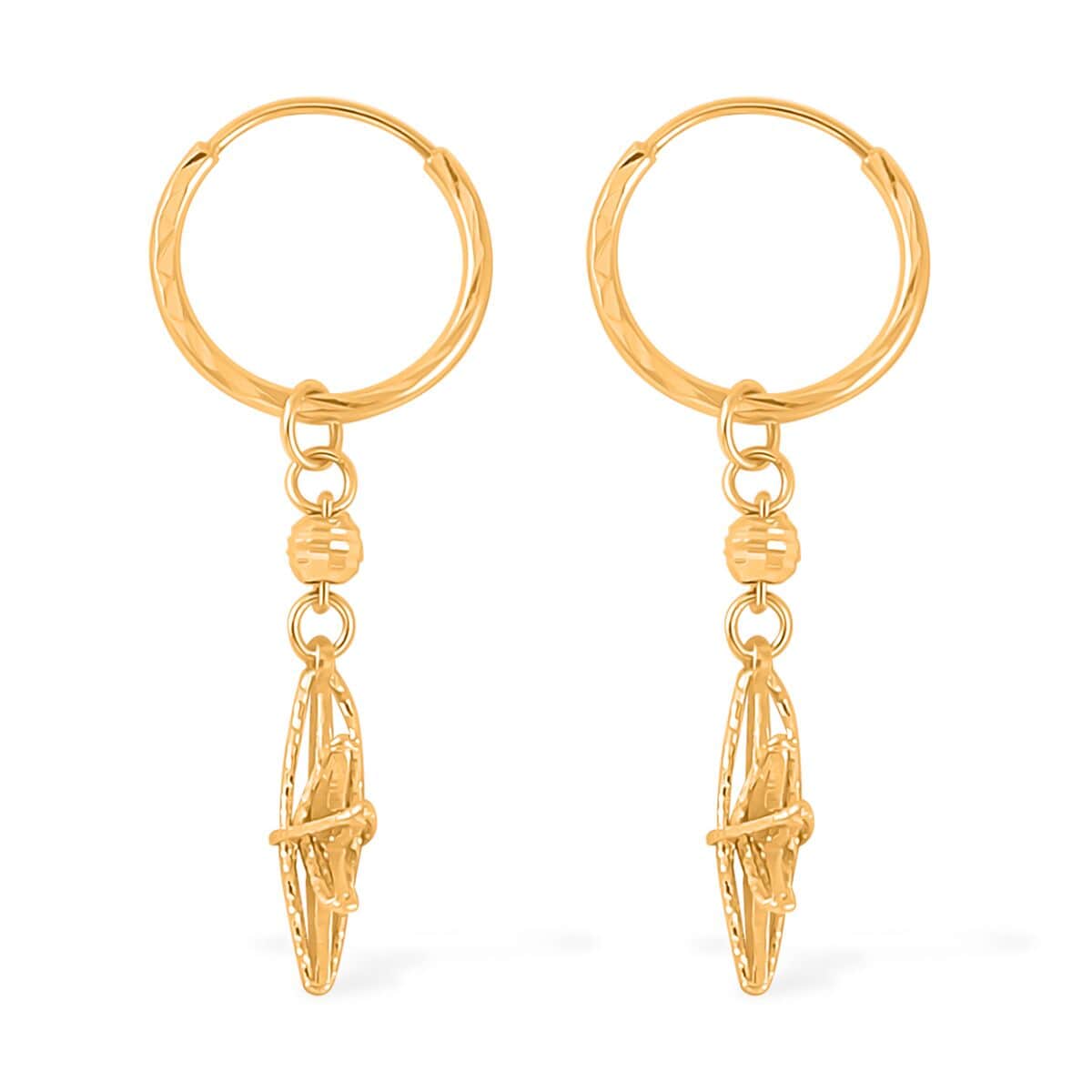 24K Yellow Gold Electroform Dangle Earrings 2.50 Grams image number 2