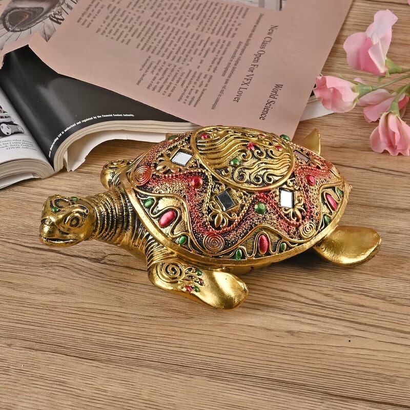 Gold Color Resin Turtle Statue