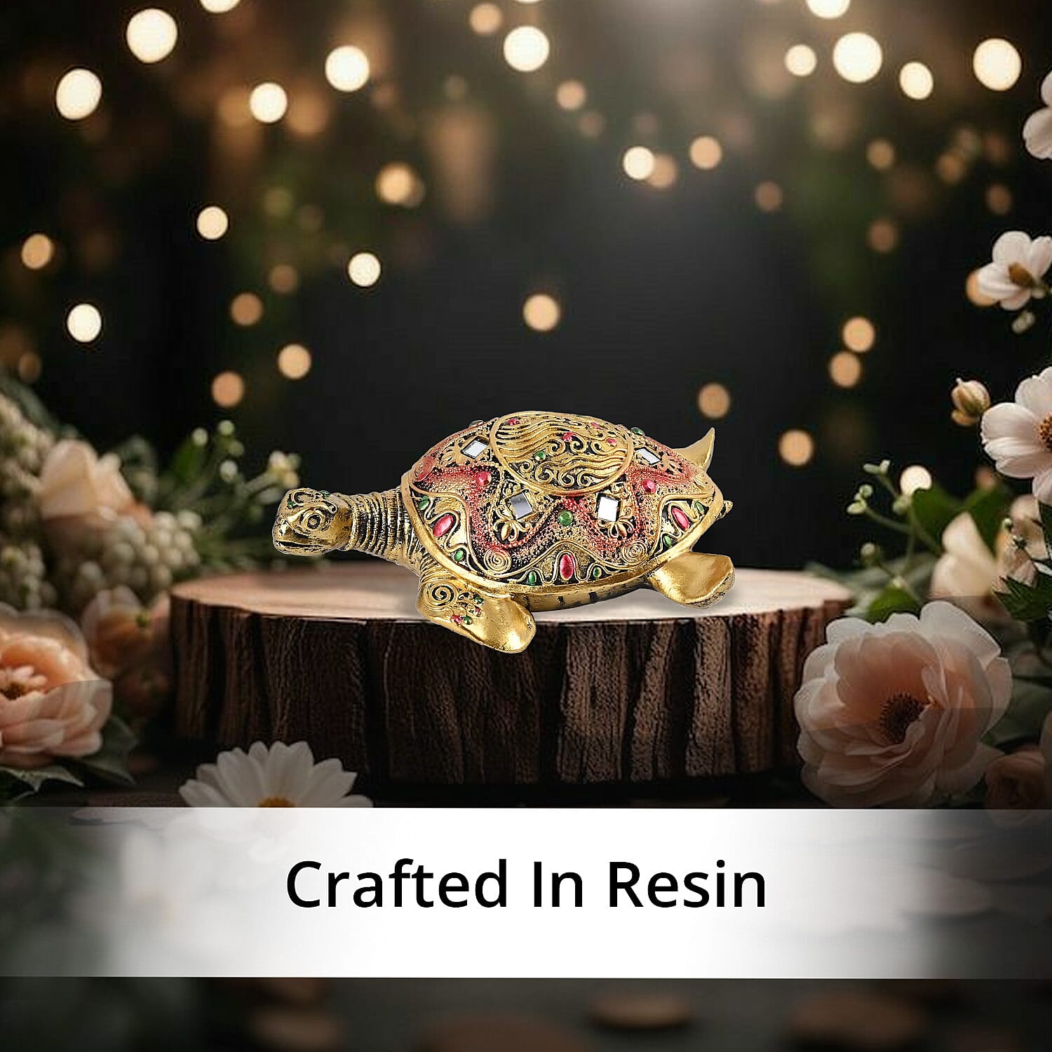 Gold Color Resin Turtle Statue