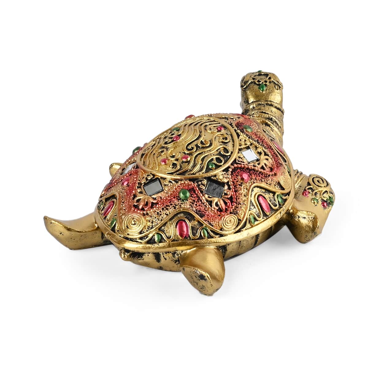 Doorbuster Gold Color Resin Turtle Statue image number 2