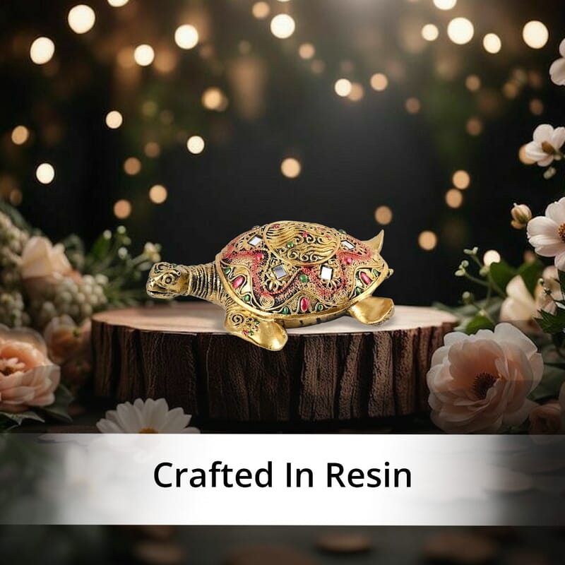 Gold Color Resin Turtle Statue