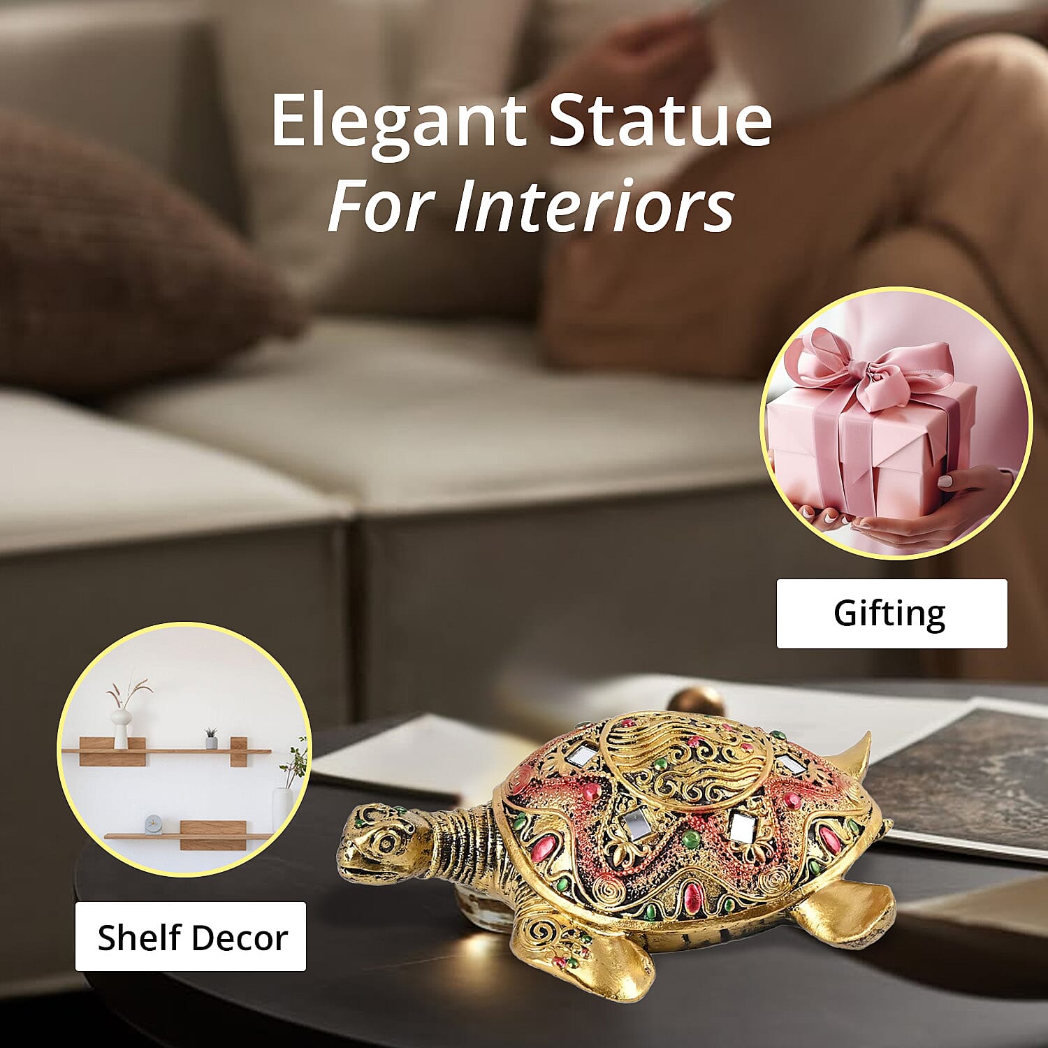 Gold Color Resin Turtle Statue