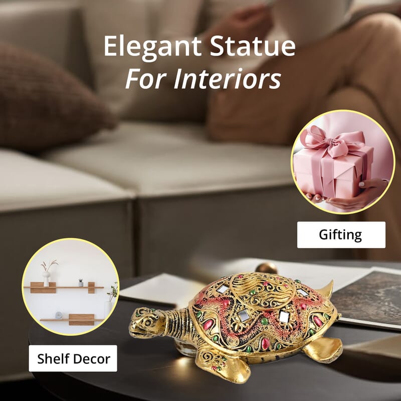 Gold Color Resin Turtle Statue
