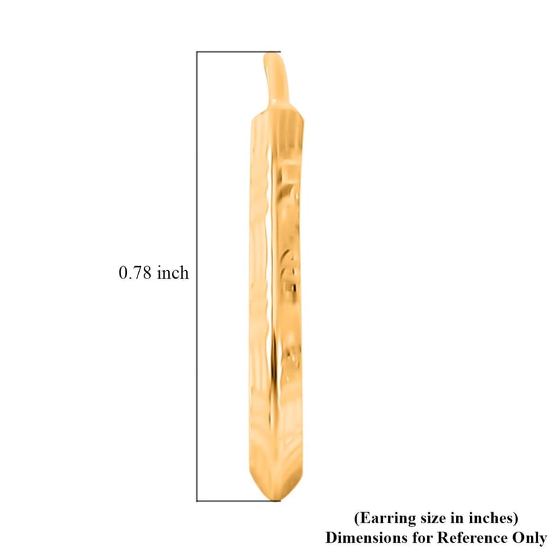 24K Yellow Gold Electroform Oval Hoop Earrings 2 Grams