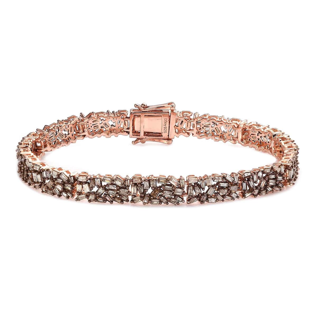 Natural Champagne Diamond Bracelet in Vermeil Rose Gold Over Sterling Silver (7.25 In) 5.00 ctw image number 0