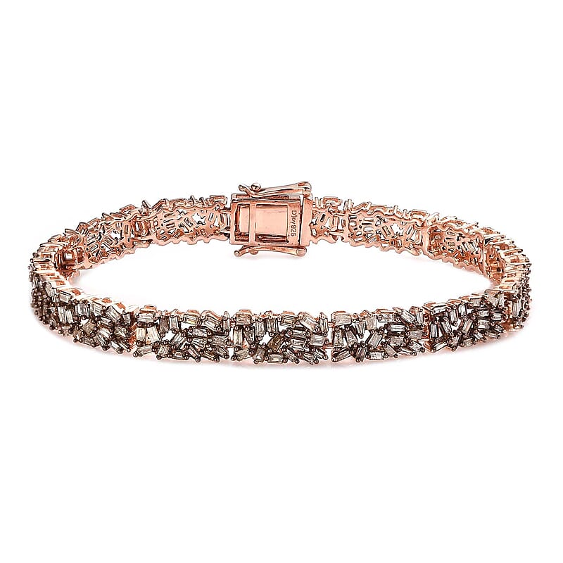 Natural Champagne Diamond 5.00 ctw Bracelet in Vermeil Rose Gold Over Sterling Silver (7.25 In)