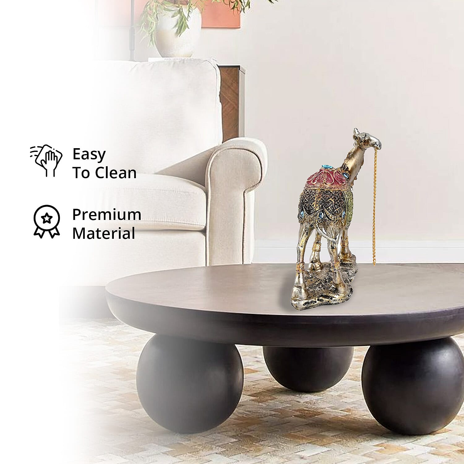 Silver Color Resin Camel Statue