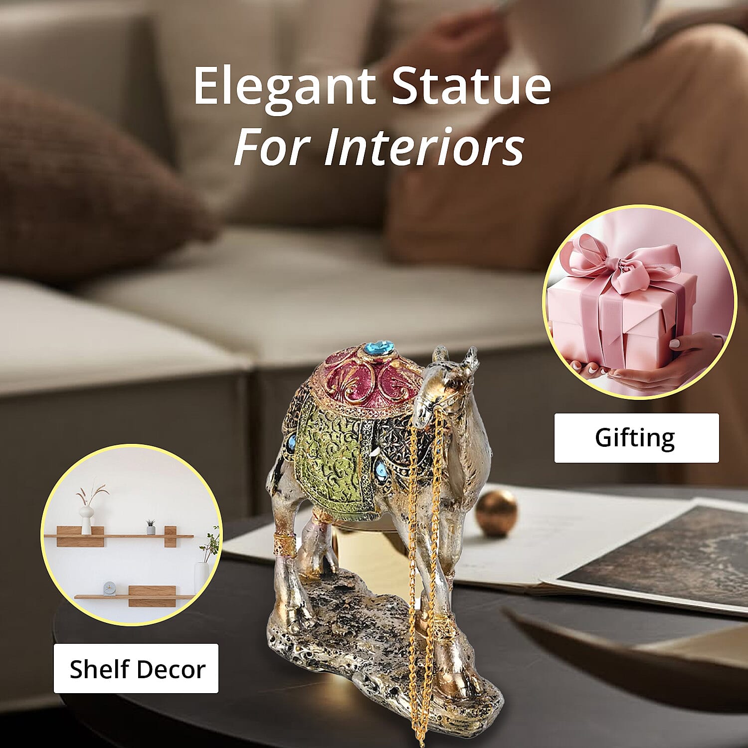 Silver Color Resin Camel Statue