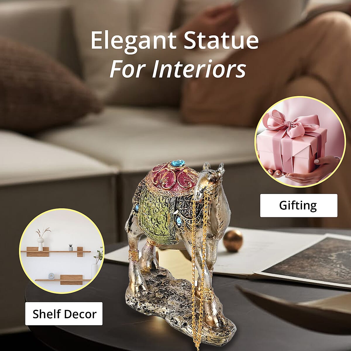 Silver Color Resin Camel Statue image number 5