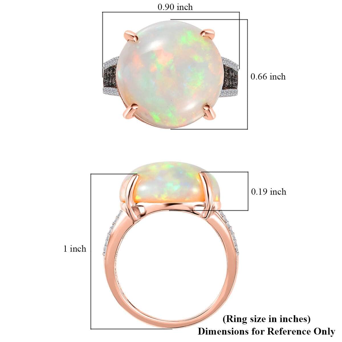 Luxoro 14K Rose Gold AAA Ethiopian Welo Opal, I3 Natural Champagne and White Diamond Ring (Size 6.0) 4.50 Grams 10.25 ctw image number 5