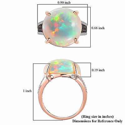 Luxoro 14K Rose Gold AAA Ethiopian Welo Opal, I3 Natural Champagne and White Diamond Ring (Size 10.0) 4.50 Grams 10.25 ctw