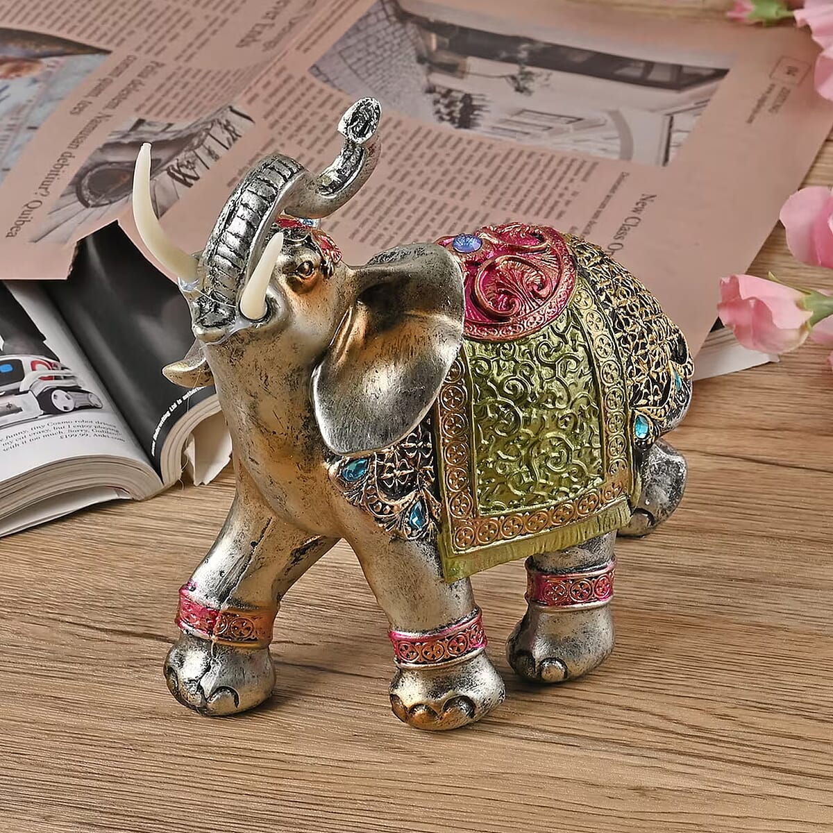 Silver Color Resin Elephant Statue image number 2
