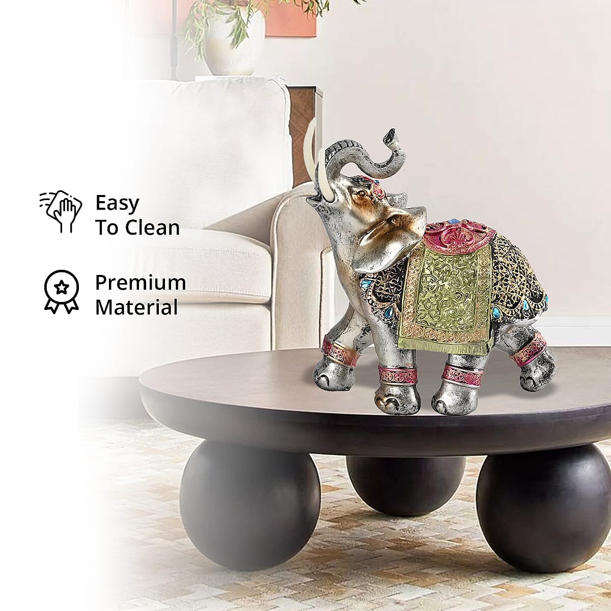 Silver Color Resin Elephant Statue image number 3