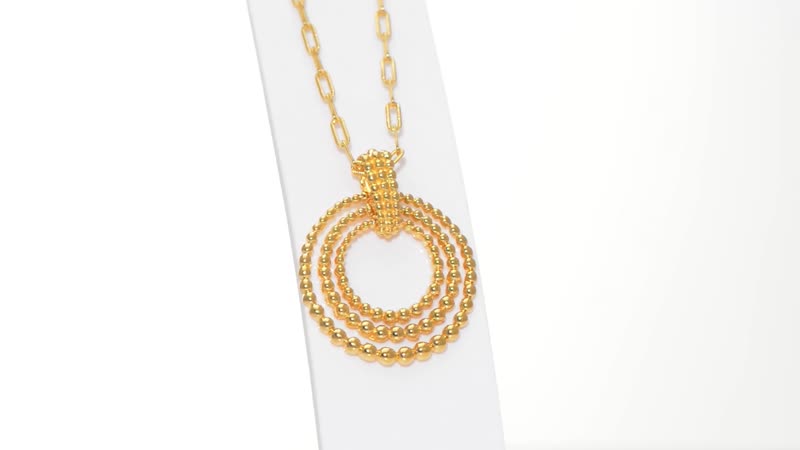 Vermeil YG Over Sterling Silver Circle Necklace (24 Inches) (11.15 g)