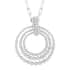 Platinum Over Sterling Silver 3 Holy Trinity Circle Pendant with Paper Clip Necklace 24 Inches 11.15 Grams image number 0