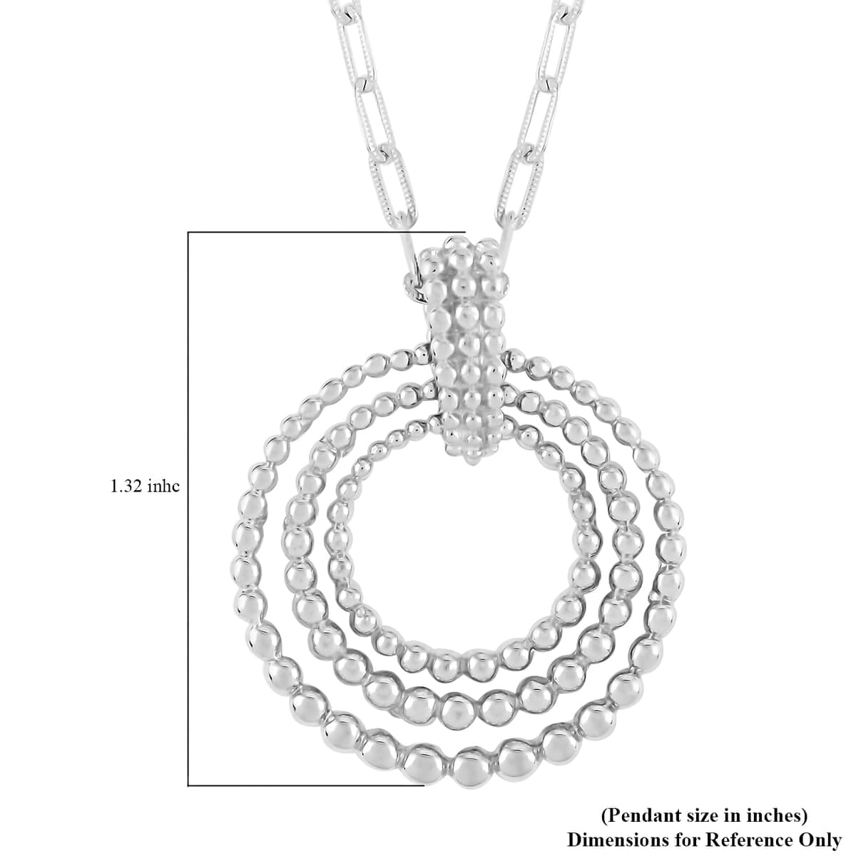 Platinum Over Sterling Silver 3 Holy Trinity Circle Pendant with Paper Clip Necklace 24 Inches 11.15 Grams image number 4