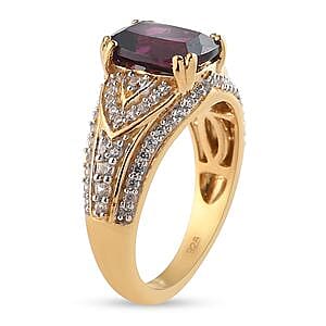 Orissa Rhodolite Garnet and Multi Gemstone 3.61 ctw Ring in 14K Yellow Gold Over Sterling Silver (Size 8.0)