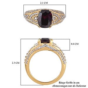 Orissa Rhodolite Garnet and Multi Gemstone 3.61 ctw Ring in 14K Yellow Gold Over Sterling Silver (Size 8.0)