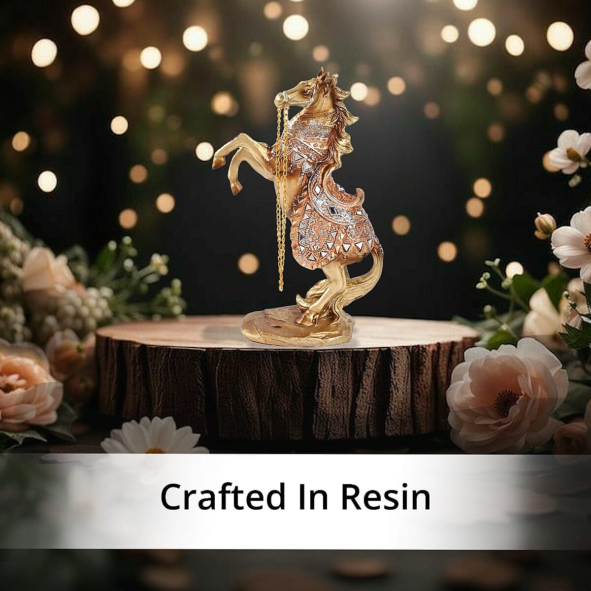 Gold Color Resin Horse Statue image number 2