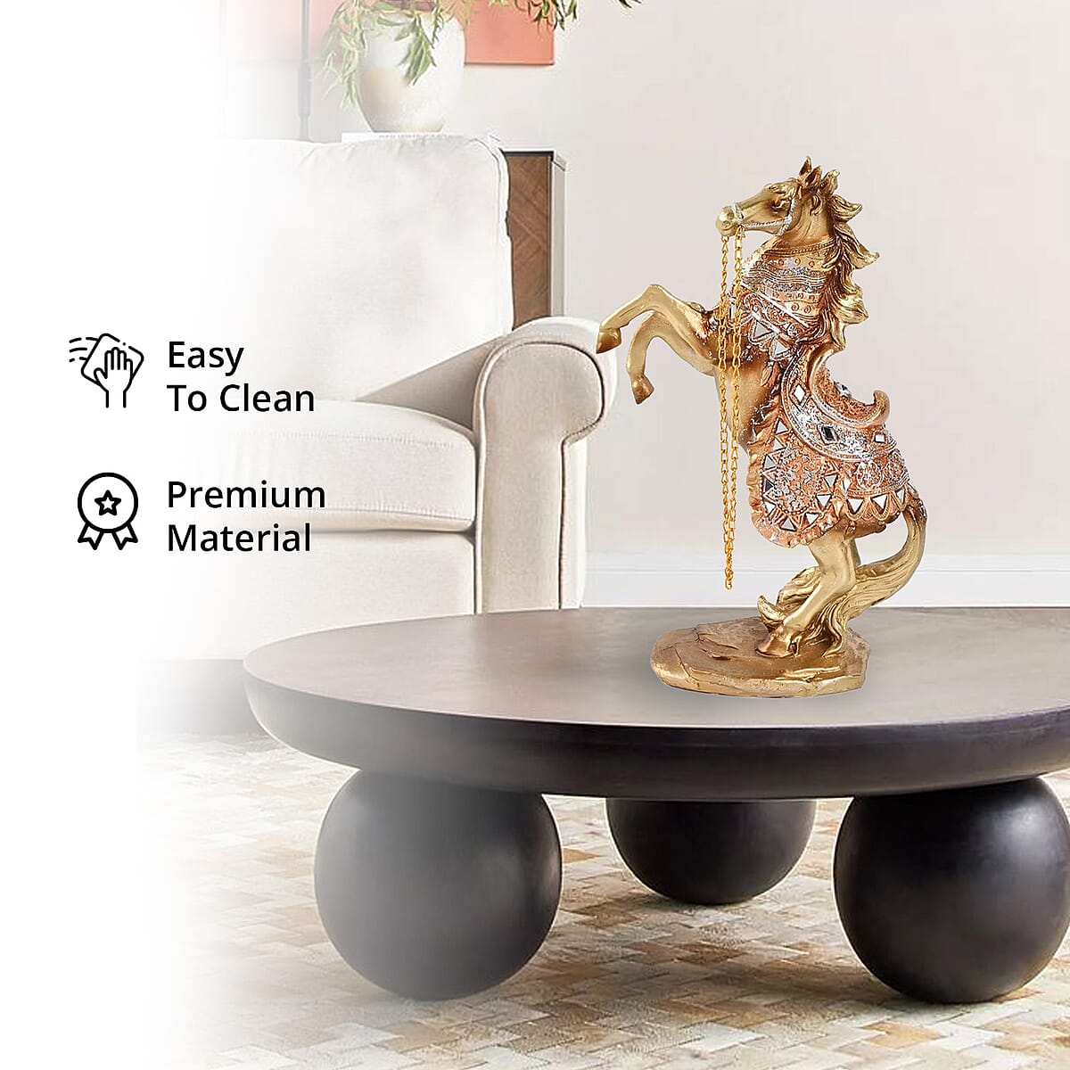 Gold Color Resin Horse Statue image number 3