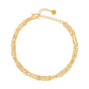 24K Yellow Gold Electroform 5mm Four-leaf Clover Chain Bracelet (6.5-8.0In) 5.35 Grams