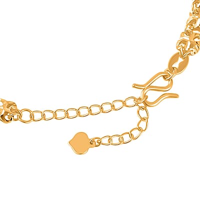 24K Yellow Gold Electroform 5mm Four-leaf Clover Chain Bracelet (6.5-8.0In) 5.35 Grams