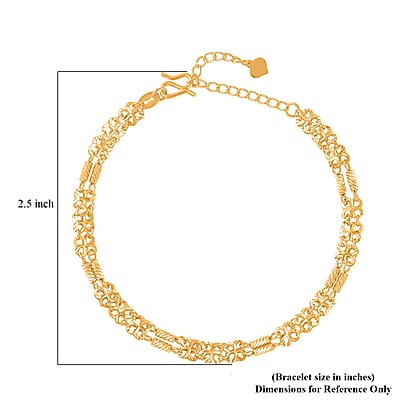 24K Yellow Gold Electroform 5mm Four-leaf Clover Chain Bracelet (6.5-8.0In) 5.35 Grams