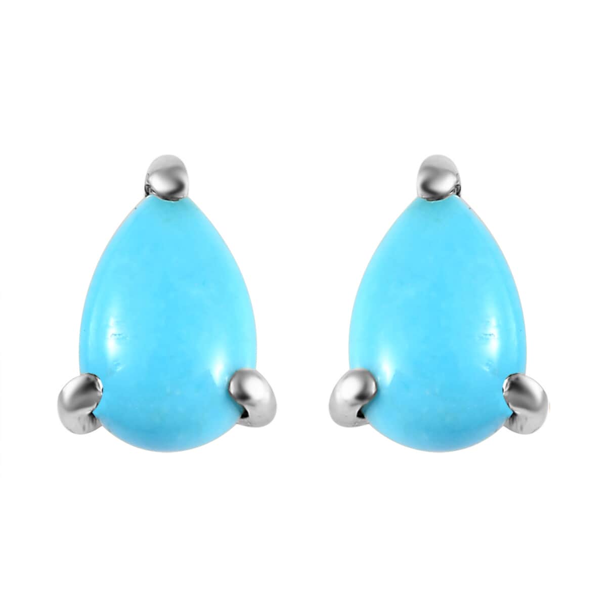 Sleeping Beauty Turquoise Solitaire Stud Earrings in Platinum Over Sterling Silver 0.80 ctw image number 0