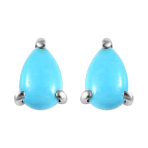 Sleeping Beauty Turquoise Solitaire Stud Earrings in Platinum Over Sterling Silver 0.80 ctw