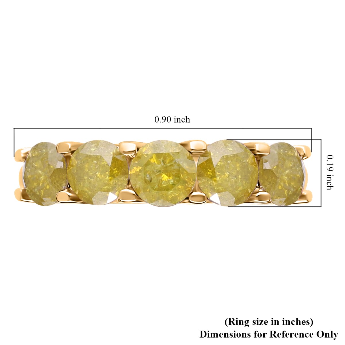 Luxoro 10K Yellow Gold Yellow Diamond 5 Stone Ring (Size 6.5) 2.00 ctw image number 5