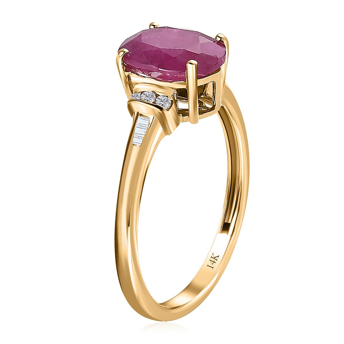 Luxoro 14K Yellow Gold AAA Montepuez Ruby and G-H I2 Diamond Ring (Size 10.5) 1.75 ctw image number 3