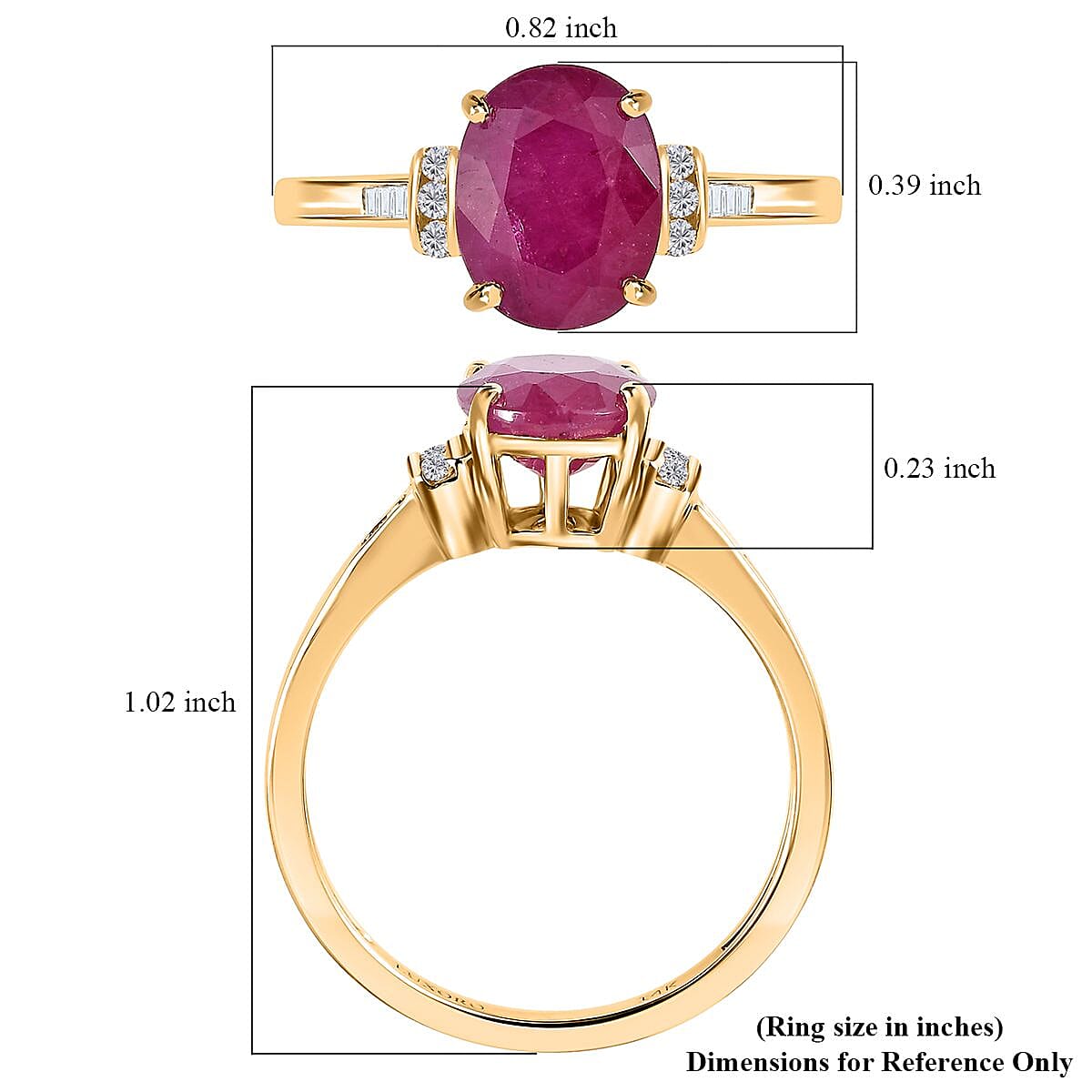 Luxoro 14K Yellow Gold AAA Montepuez Ruby and G-H I2 Diamond Ring (Size 10.5) 1.75 ctw image number 5