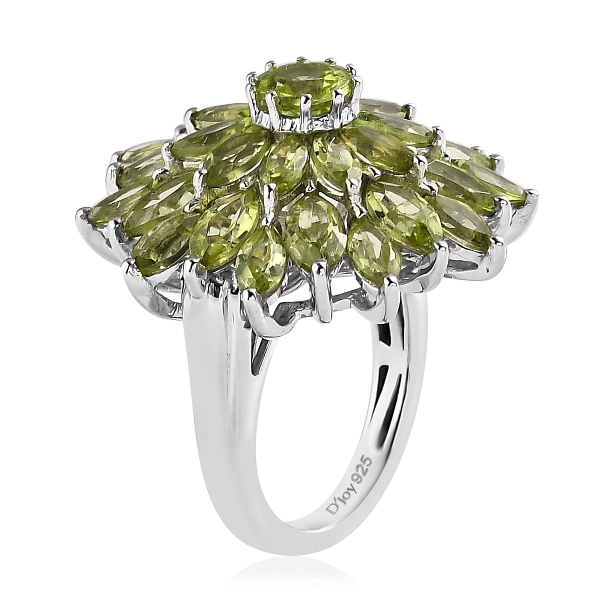 Premium Peridot Floral Spray Ring in Platinum Over Sterling Silver 6.40 ctw image number 3