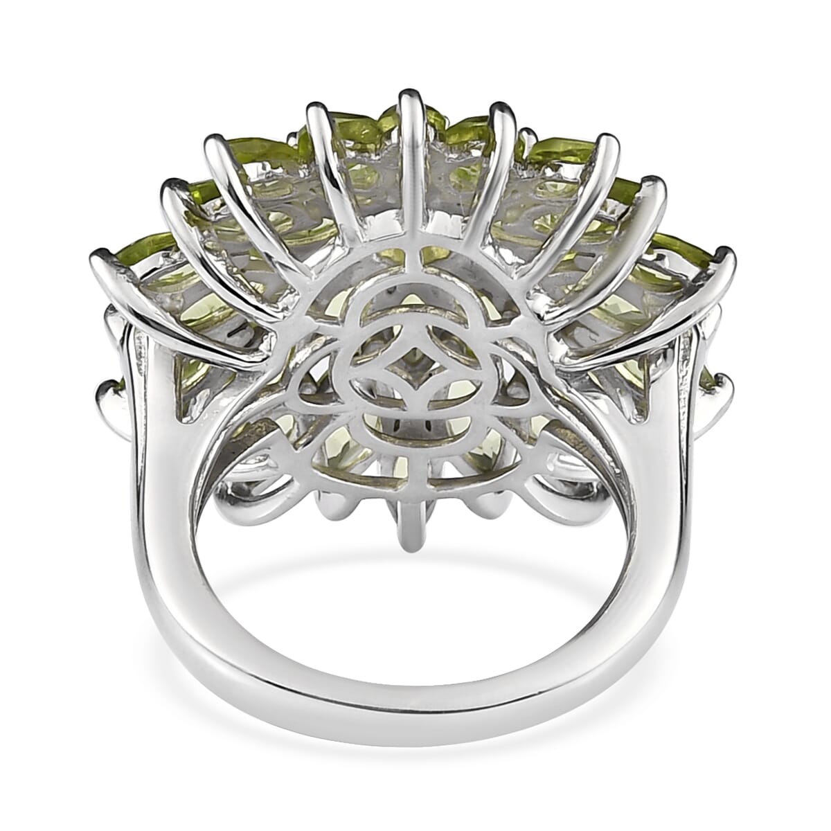 Premium Peridot Floral Spray Ring in Platinum Over Sterling Silver 6.40 ctw image number 4