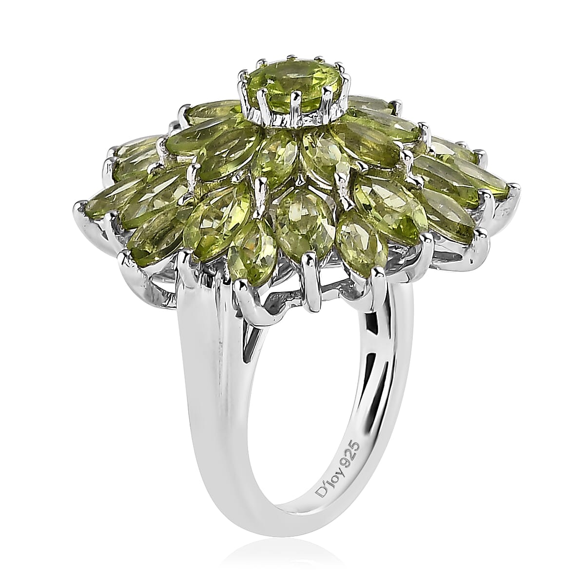 Premium Peridot Floral Spray Ring in Platinum Over Sterling Silver (Size 8.0) 6.40 ctw image number 3
