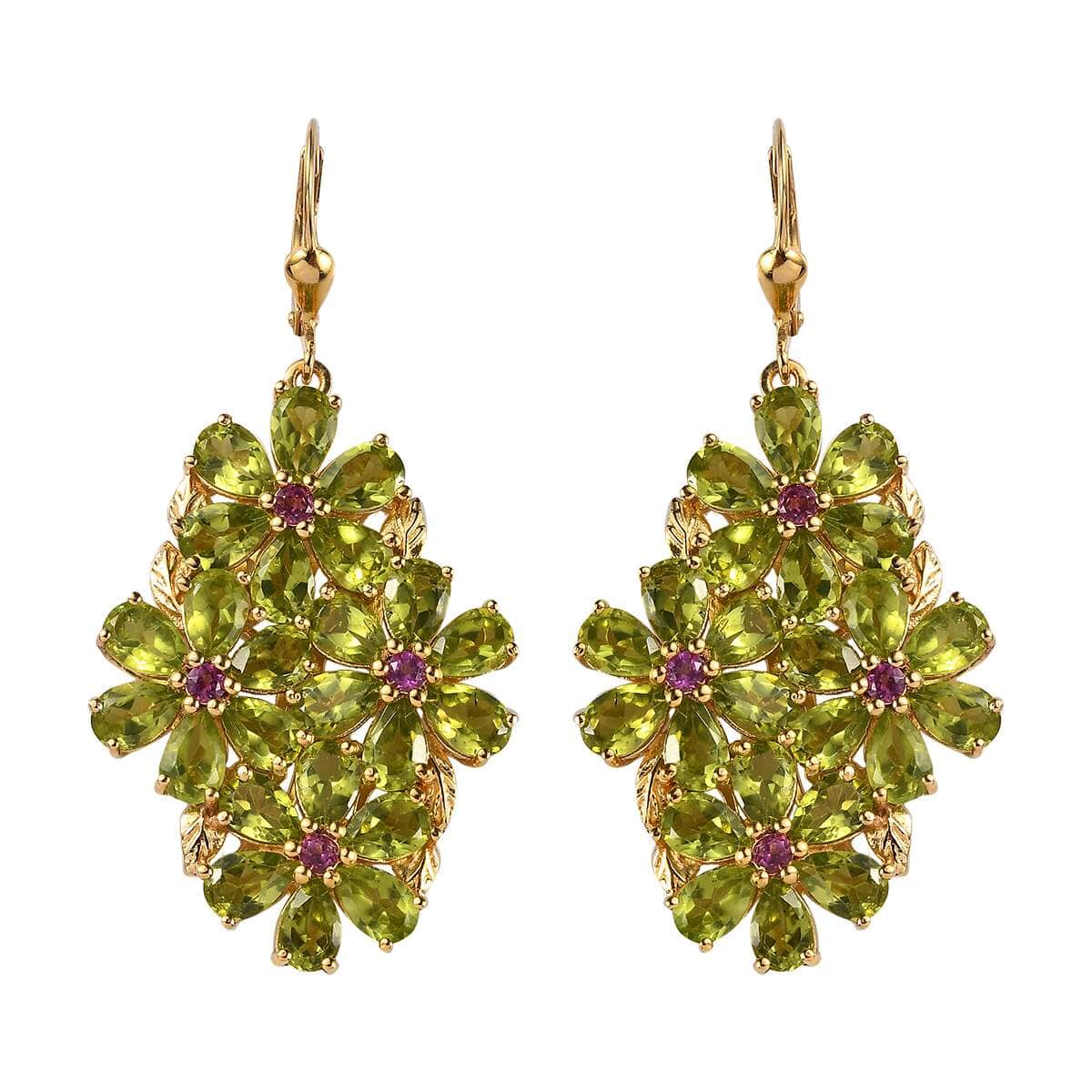 Buy Premium Peridot and Orissa Rhodolite Garnet Lever Back Floral ...