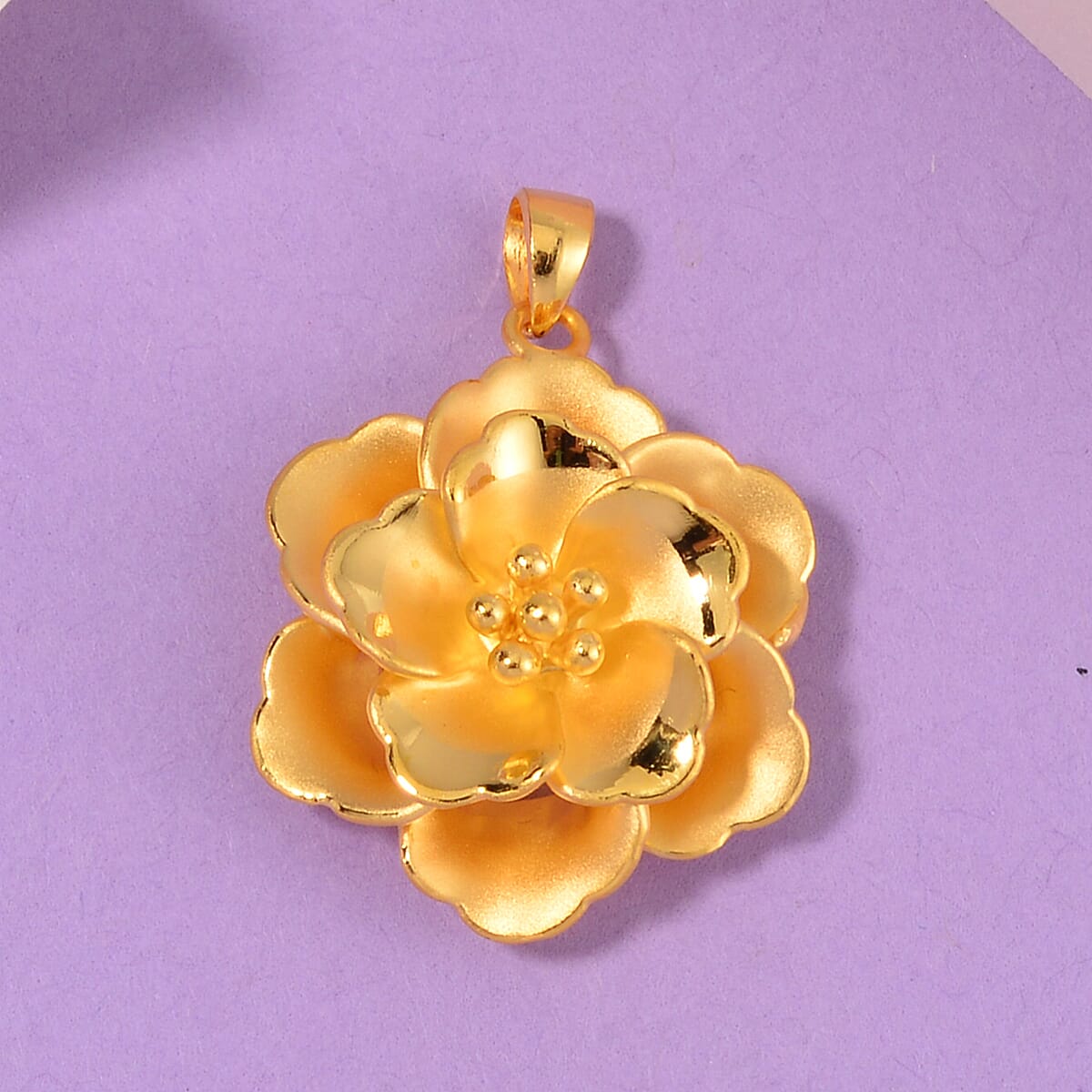 Electroform Floral Pendant in 24K Yellow Gold 3.50 Grams image number 1