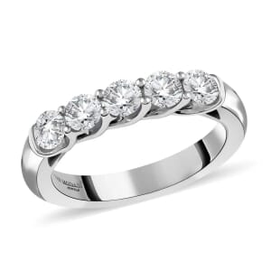 Modani G VVS2 Natural Diamond 1.00 ctw Ring, 950 Platinum Ring, 5 Stone Ring, Wedding Band Ring 8 Grams