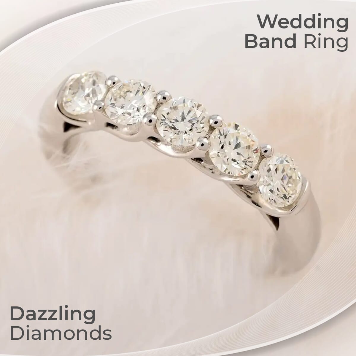 Modani G VVS2 Natural Diamond 1.00 ctw Ring, 950 Platinum Ring, 5 Stone Ring, Wedding Band Ring 8 Grams image number 1