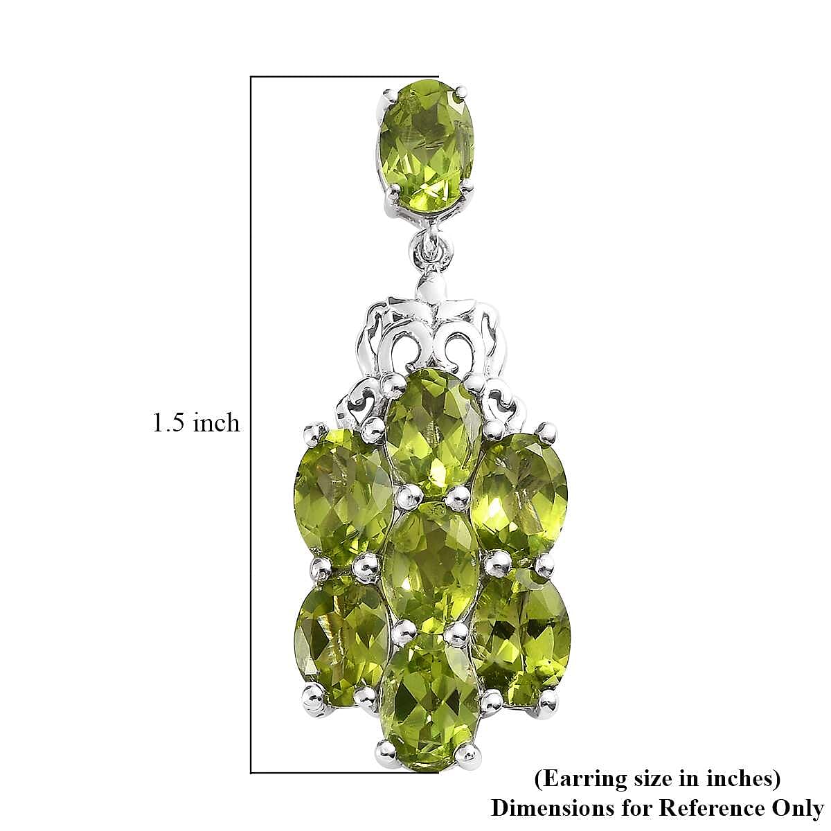 Premium Peridot Floral Dangle Earrings in Platinum Over Sterling Silver 12.50 ctw image number 4