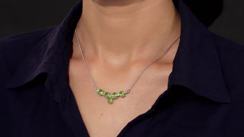 Premium Peridot Necklace 18 Inches in Platinum Over Sterling Silver 4.50 ctw