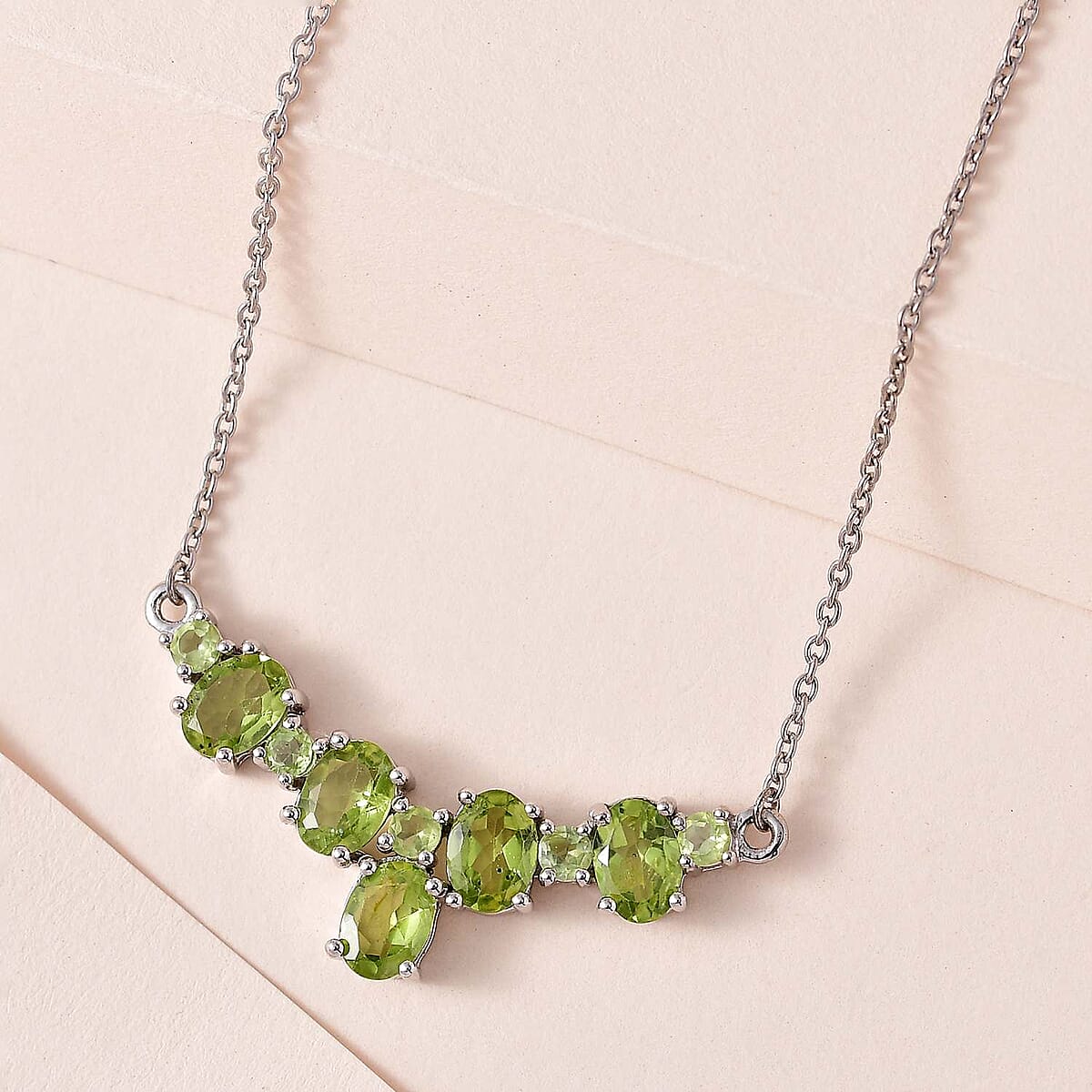 Premium Peridot Necklace 18 Inches in Platinum Over Sterling Silver 4.50 ctw image number 1