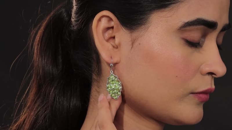 Premium Peridot Floral Lever Back Earrings in Platinum Over Sterling Silver 9.90 ctw