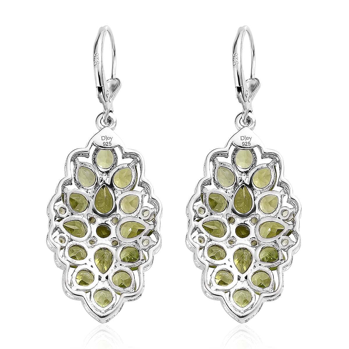 Premium Peridot Floral Lever Back Earrings in Platinum Over Sterling Silver 9.90 ctw image number 3
