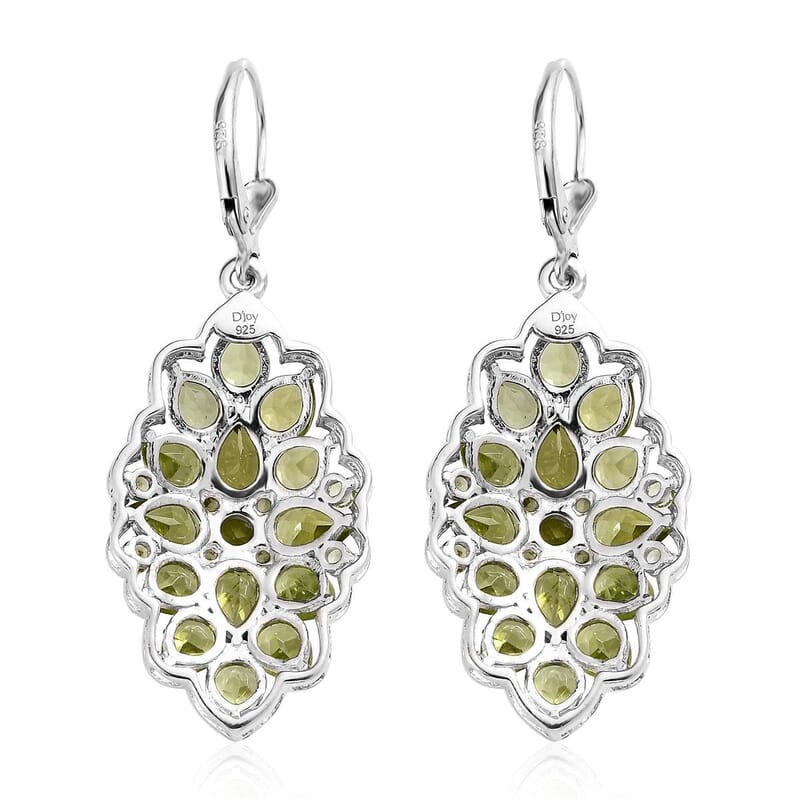 Premium Peridot Floral Lever Back Earrings in Platinum Over Sterling Silver 9.90 ctw