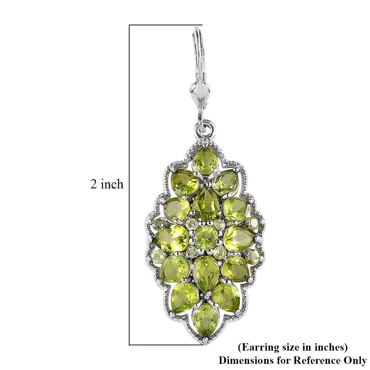 Premium Peridot Floral Lever Back Earrings in Platinum Over Sterling Silver 9.90 ctw image number 4