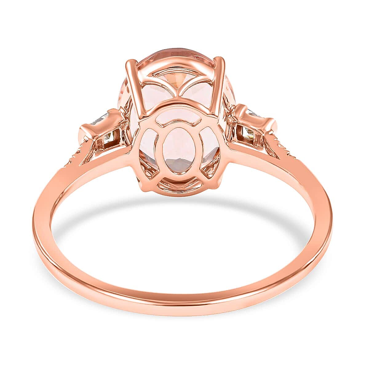 Ankur Treasure Chest Certified and Appraised Luxoro 14K Rose Gold AAA Marropino Morganite and G-H I1 Diamond Ring (Size 11.0) 4.05 ctw image number 4